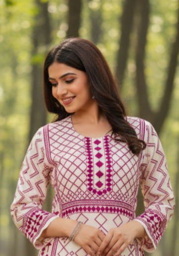 Sanjh Collection Pure Muslin Printed Kurta Set – Timeless Evening Elegance